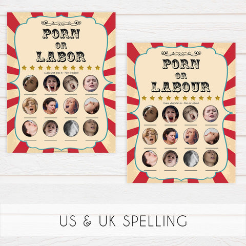 labor or porn, baby bump beer belly, boobs or butts baby games, Printable baby shower games, circus fun baby games, baby shower games, fun baby shower ideas, top baby shower ideas, carnival baby shower, circus baby shower ideas