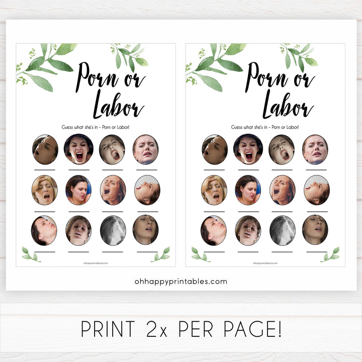 labor or porn, baby bump, boobs or butt games, printable baby shower games, botanical baby shower games, floral baby shower, fun baby games