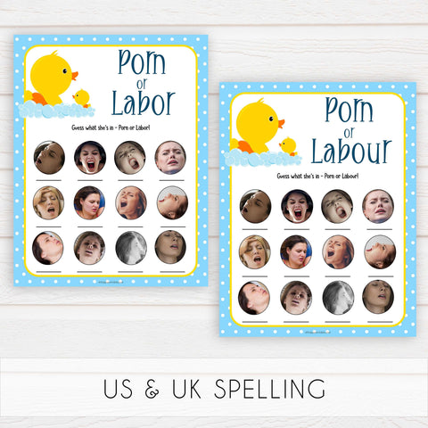 rubber ducky baby shower, labor or porn, baby bump beer game, boobs or butts, printable baby games, fun baby games. top baby shower ideas