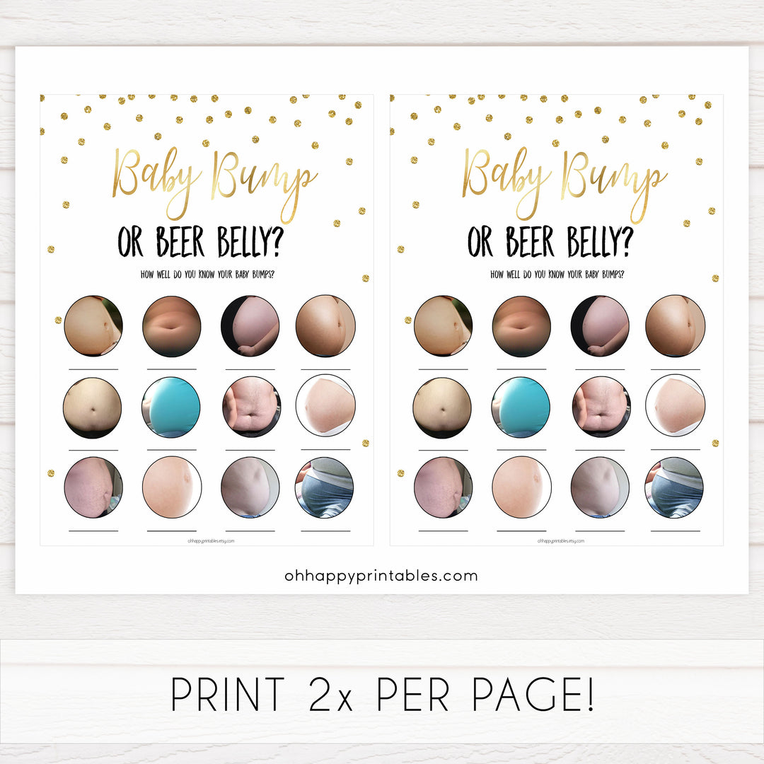 gold glitter baby games, printable baby games, labor or porn game, baby bump or beer belly game, boobs or butts game, top baby games, fun baby shower games