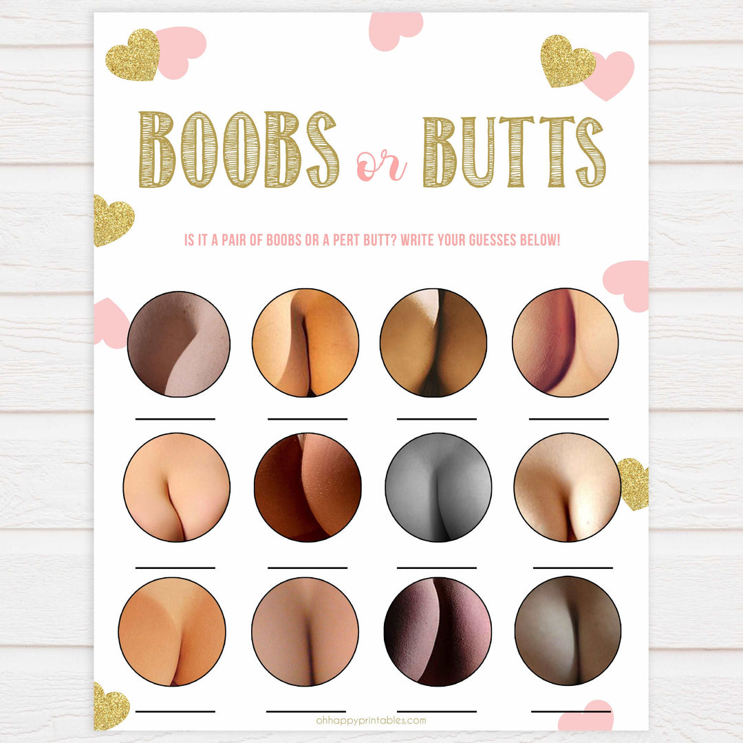 porn or labor, baby bump or beer belly, boobs or butts baby games, Printable baby shower games, large pink hearts fun baby games, baby shower games, fun baby shower ideas, top baby shower ideas, gold pink hearts shower baby shower, pink hearts baby shower ideas