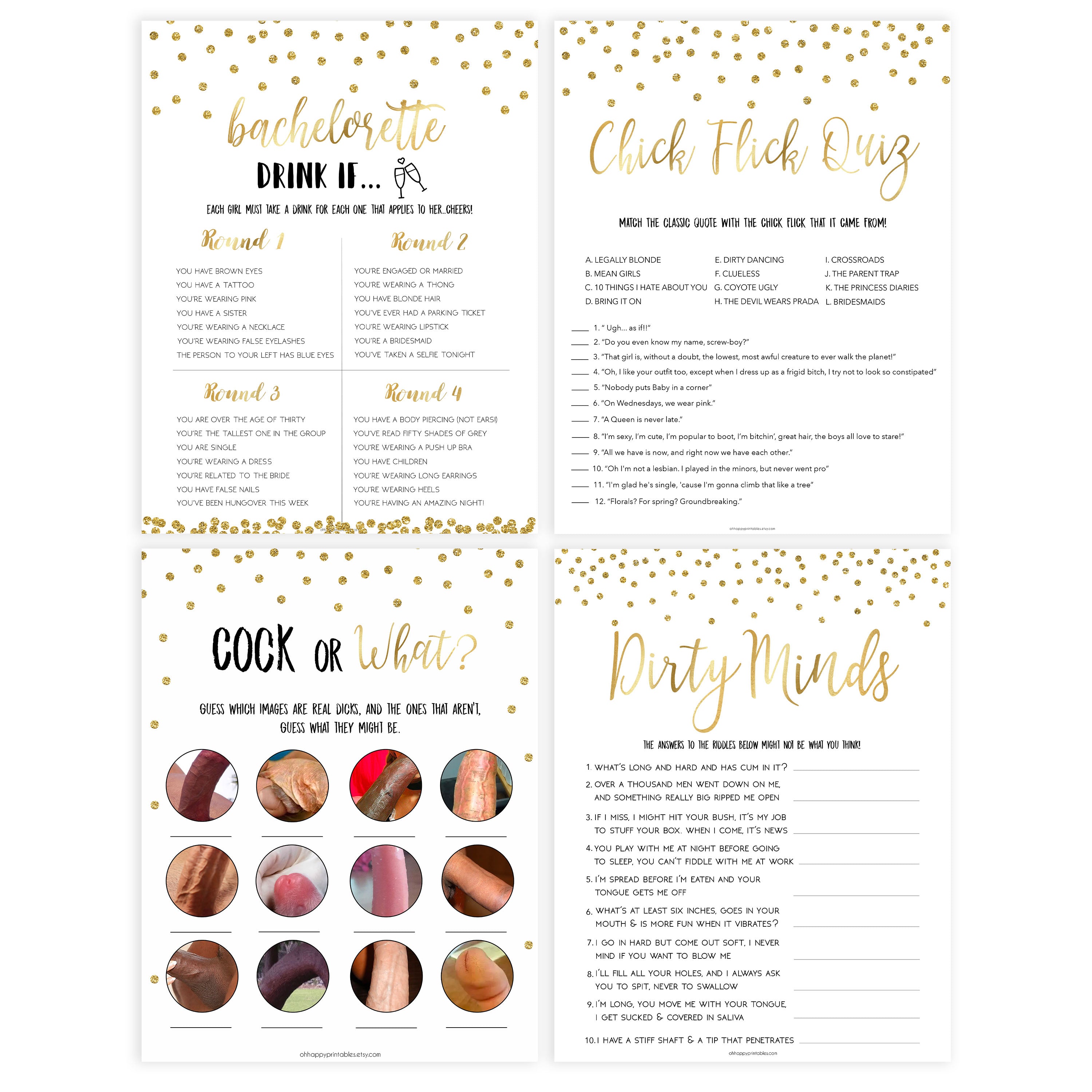 bachelorette games, naughty adult games, bridal shower games, cock or what games, adult bridal shower games, printable bridal shower games