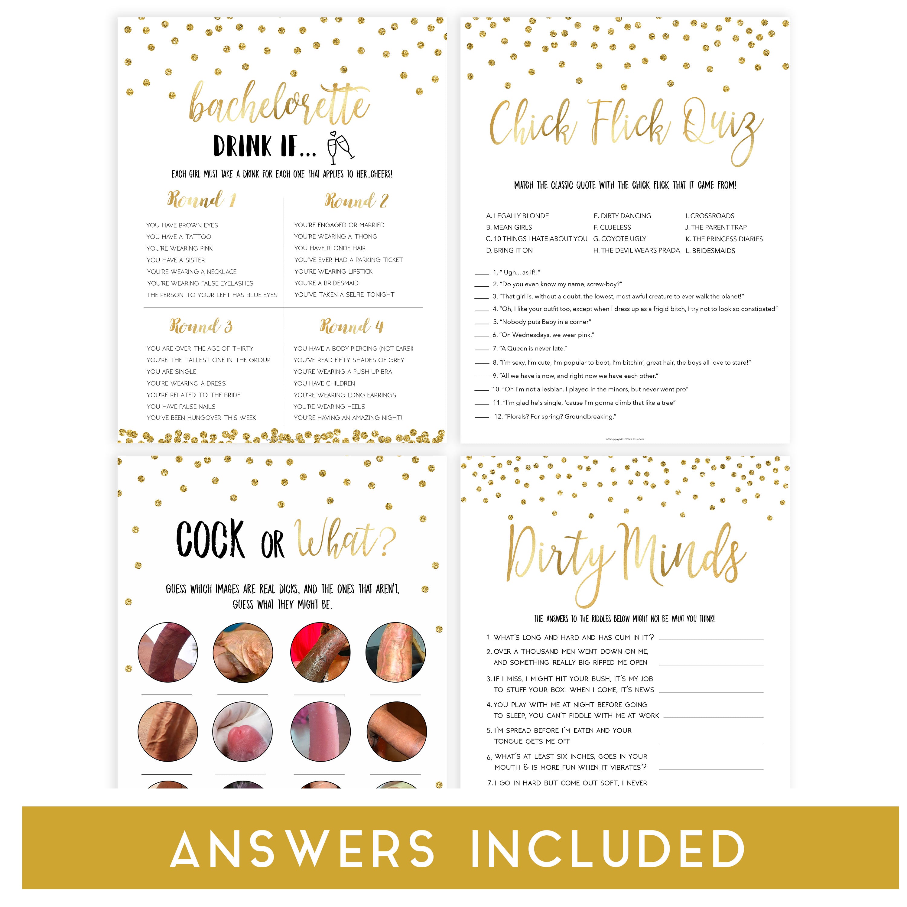 bachelorette games, naughty adult games, bridal shower games, cock or what games, adult bridal shower games, printable bridal shower games
