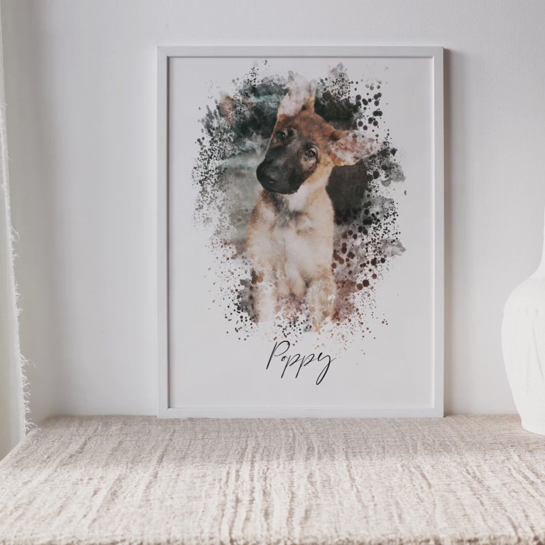 pet watercolour portrait, digital portrait watercolour image