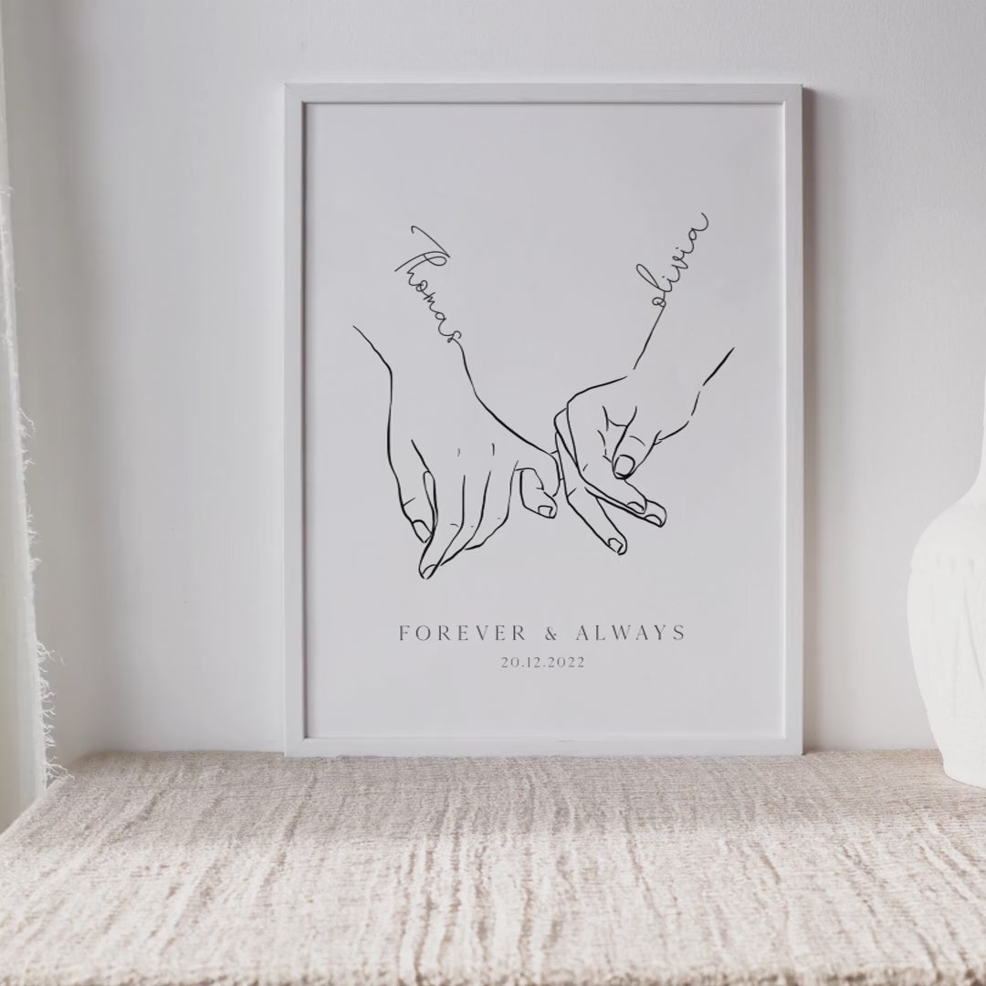 couples love hand art, gifts for her, gifts for him, wedding gifts anniversary gifts 