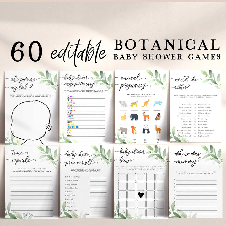 60 EDITABLE Baby Games - Botanical