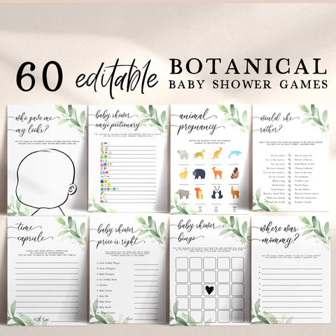 60 EDITABLE Baby Games - Botanical