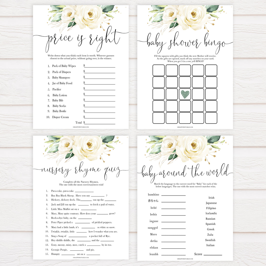 7 baby games bundle, baby shower games pack, Printable baby shower games, shite floral baby games, baby shower games, fun baby shower ideas, top baby shower ideas, floral baby shower, baby shower games, fun floral baby shower ideas