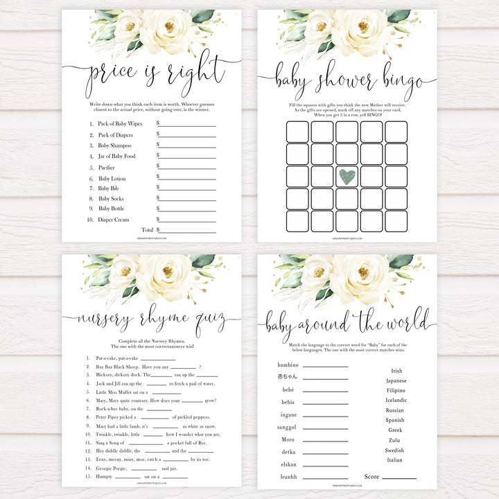7 baby games bundle, baby shower games pack, Printable baby shower games, shite floral baby games, baby shower games, fun baby shower ideas, top baby shower ideas, floral baby shower, baby shower games, fun floral baby shower ideas