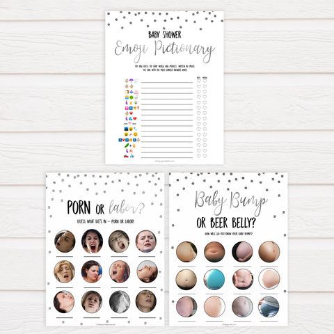 7 baby shower games, baby games bundle, Printable baby shower games, baby silver glitter fun baby games, baby shower games, fun baby shower ideas, top baby shower ideas, silver glitter shower baby shower, friends baby shower ideas