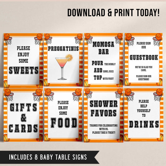 8 basketball baby signs, 8 baby table signs, Printable baby shower games, basketball fun baby games, baby shower games, fun baby shower ideas, top baby shower ideas, basketball baby shower, basketball baby shower ideas