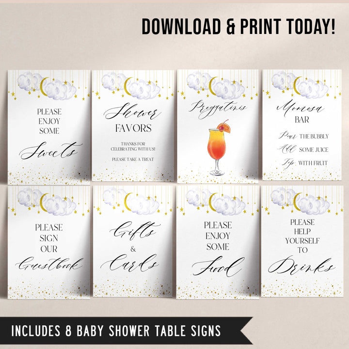 Fully editable and printable baby shower 8 table sign with a twinkle little star design. Perfect for a twinkle little star baby shower themed party