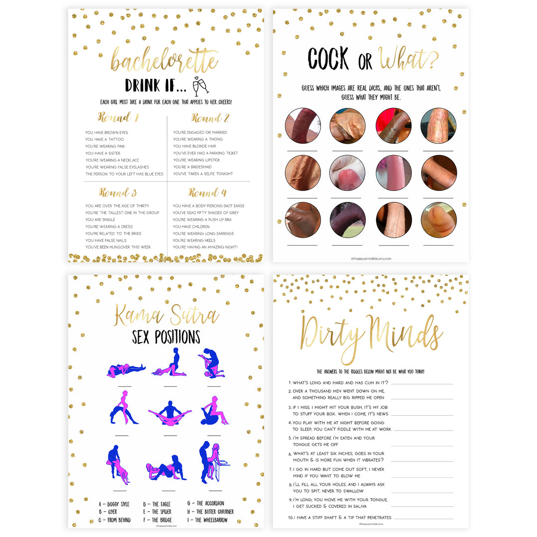 8 bachelorette party games, naught bridal shower games, adult bridal games, cock or what game, hen party games, fun bridal shower games