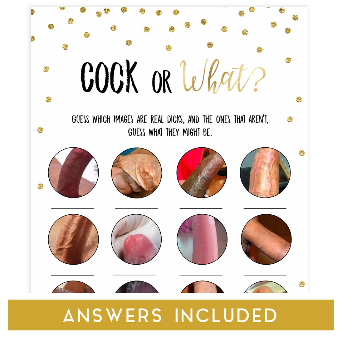 8 bachelorette party games, naught bridal shower games, adult bridal games, cock or what game, hen party games, fun bridal shower games