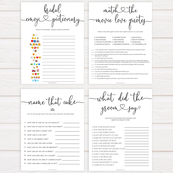 8 Bridal Shower Games Bundle - Minimalist