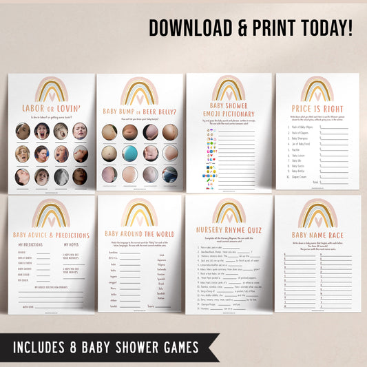 8 baby shower games, Printable baby shower games, boho rainbow baby games, baby shower games, fun baby shower ideas, top baby shower ideas, boho rainbow baby shower, baby shower games, fun boho rainbow baby shower ideas