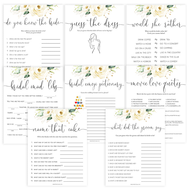 8 bridal shower games, editable bridal shower games,Printable bridal shower games, floral bridal shower, floral bridal shower games, fun bridal shower games, bridal shower game ideas, floral bridal shower