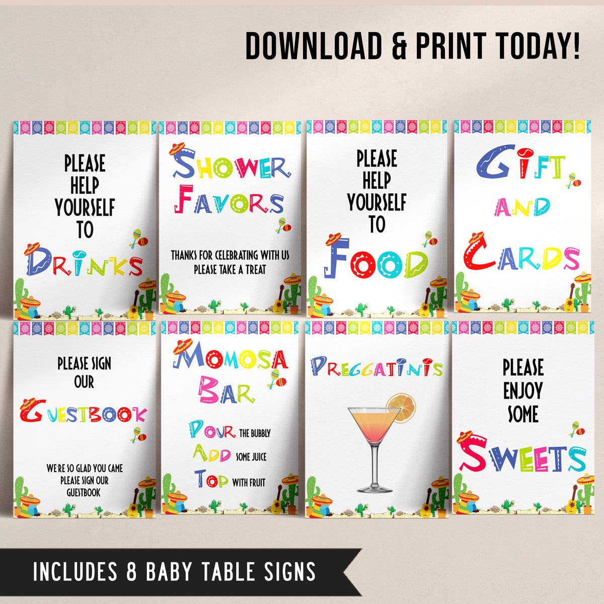 baby shower table signs, baby signs decor, Mexican fiesta baby decor, printable baby table signs, printable baby decor, baby Mexican fiesta table signs, fun baby signs, baby fiesta fun baby table signs