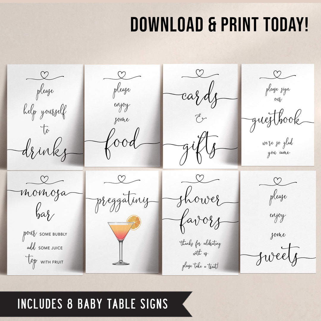 minimalist baby shower signs, baby sign bundle, printable baby signs, drinks sign, food sign, guestbook baby sign, baby shower decor