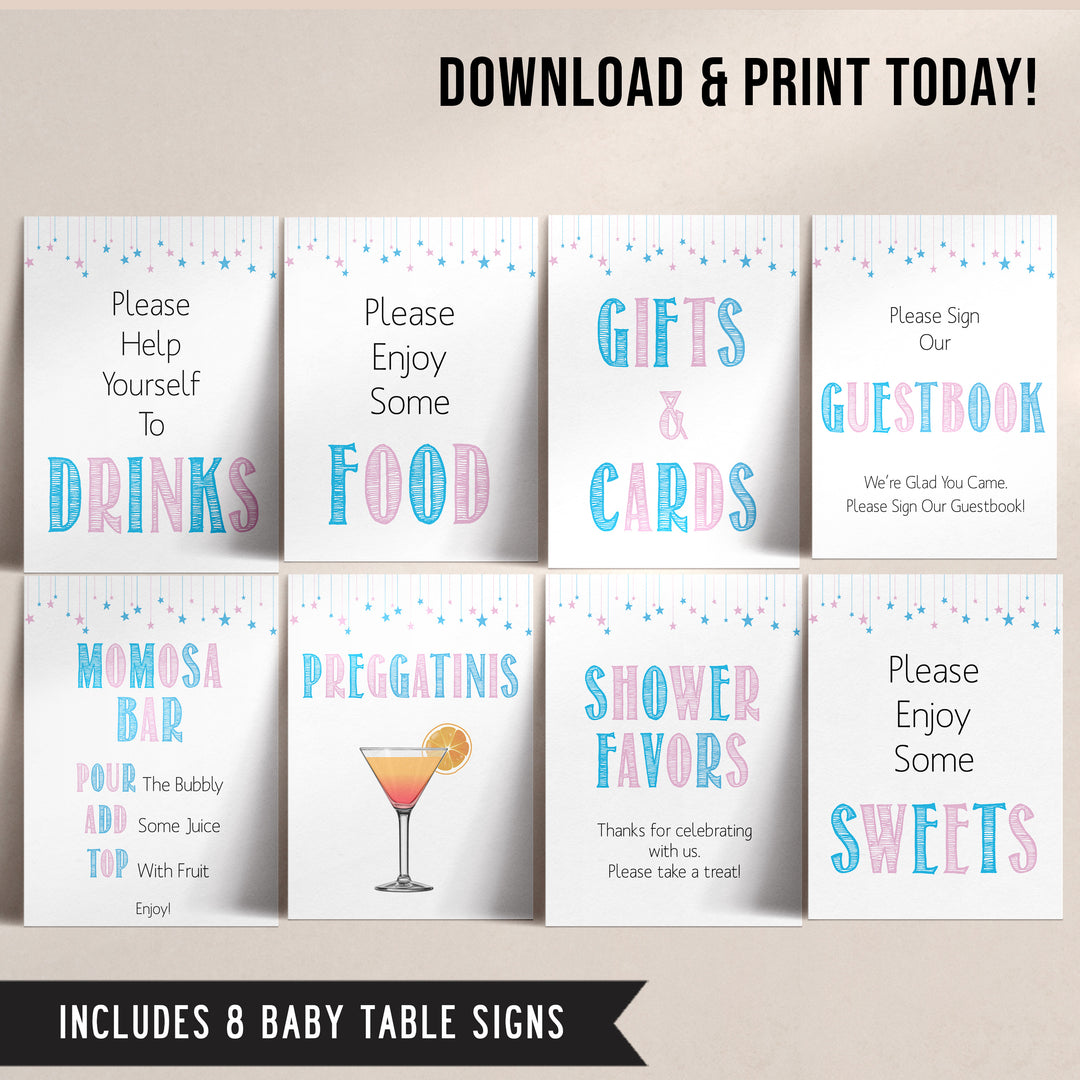 Gender reveal baby signs, 8 baby signs, baby shower signs, baby shower decor, gender reveal ideas, top baby shower ideas, printable baby signs
