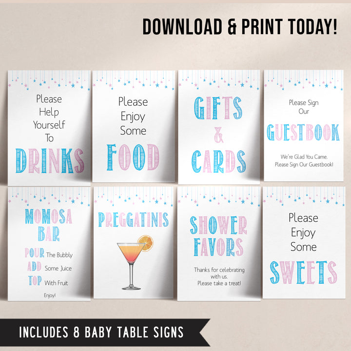 Gender reveal baby signs, 8 baby signs, baby shower signs, baby shower decor, gender reveal ideas, top baby shower ideas, printable baby signs