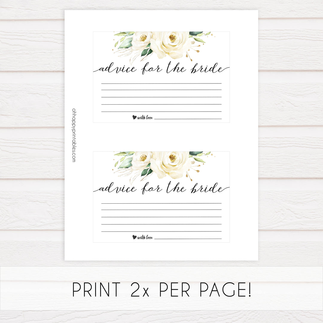 advice for the bride card Printable bridal shower games, floral bridal shower, floral bridal shower games, fun bridal shower games, bridal shower game ideas, floral bridal shower