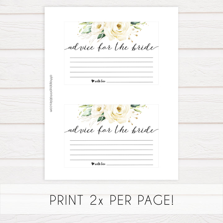 advice for the bride card Printable bridal shower games, floral bridal shower, floral bridal shower games, fun bridal shower games, bridal shower game ideas, floral bridal shower