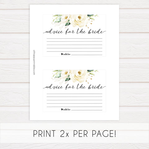 advice for the bride card Printable bridal shower games, floral bridal shower, floral bridal shower games, fun bridal shower games, bridal shower game ideas, floral bridal shower