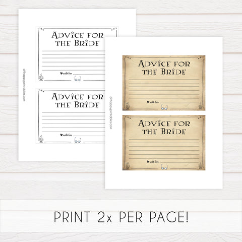advice for the bride game, Printable bridal shower games, Harry potter bridal shower, Harry Potter bridal shower games, fun bridal shower games, bridal shower game ideas, Harry Potter bridal shower