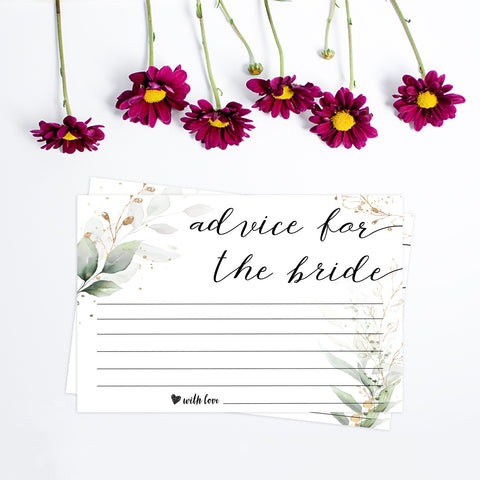 advice for the bride, bride advice, Printable bridal shower games, greenery bridal shower, gold leaf bridal shower games, fun bridal shower games, bridal shower game ideas, greenery bridal shower