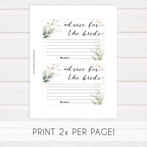 advice for the bride, bride advice, Printable bridal shower games, greenery bridal shower, gold leaf bridal shower games, fun bridal shower games, bridal shower game ideas, greenery bridal shower