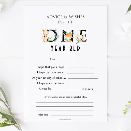 advice and well wishes first birthday keepsake, printable first birthday keepsakes, where the wild ones birthday keepsake wild one birthday theme