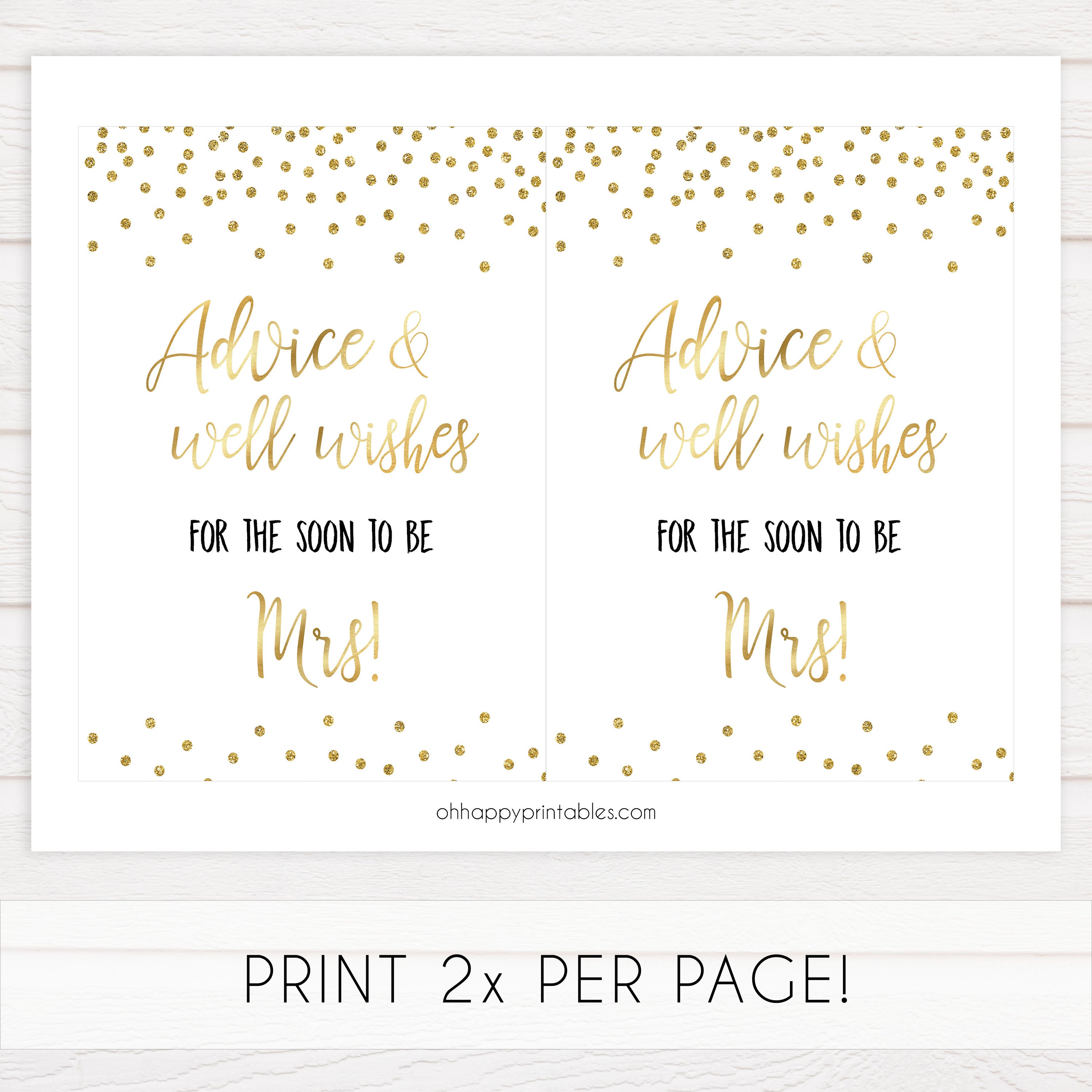 advice and well wishes bridal sign, printable bridal shower decor, printable bridal shower signs, gold bridal decor, gold bridal signs