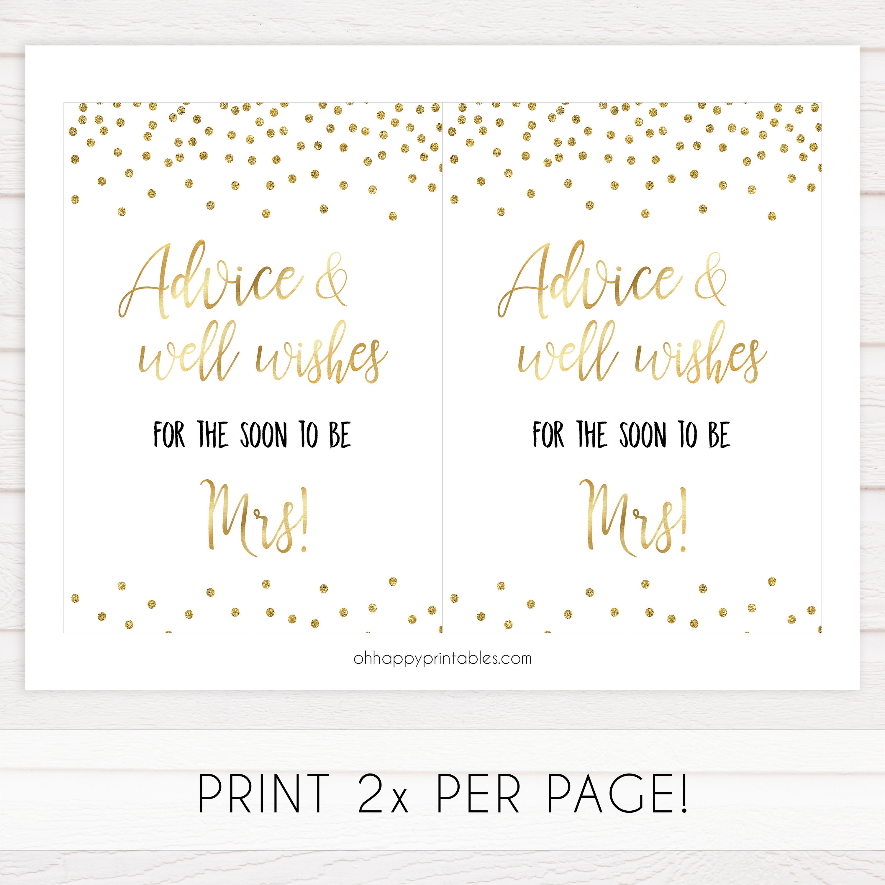 advice and well wishes bridal sign, printable bridal shower decor, printable bridal shower signs, gold bridal decor, gold bridal signs