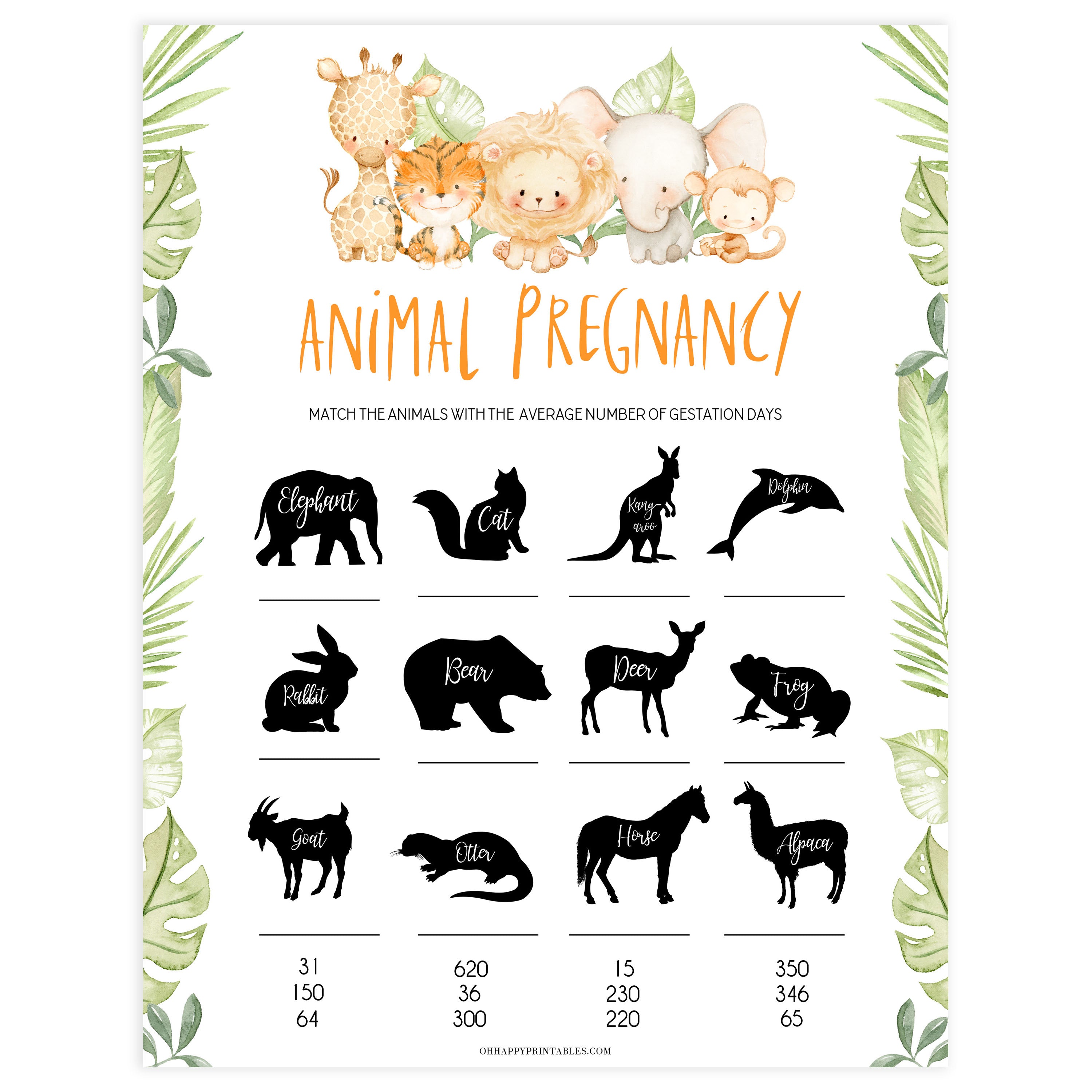 animal pregnancy game, Printable baby shower games, safari animals baby games, baby shower games, fun baby shower ideas, top baby shower ideas, safari animals baby shower, baby shower games, fun baby shower ideas
