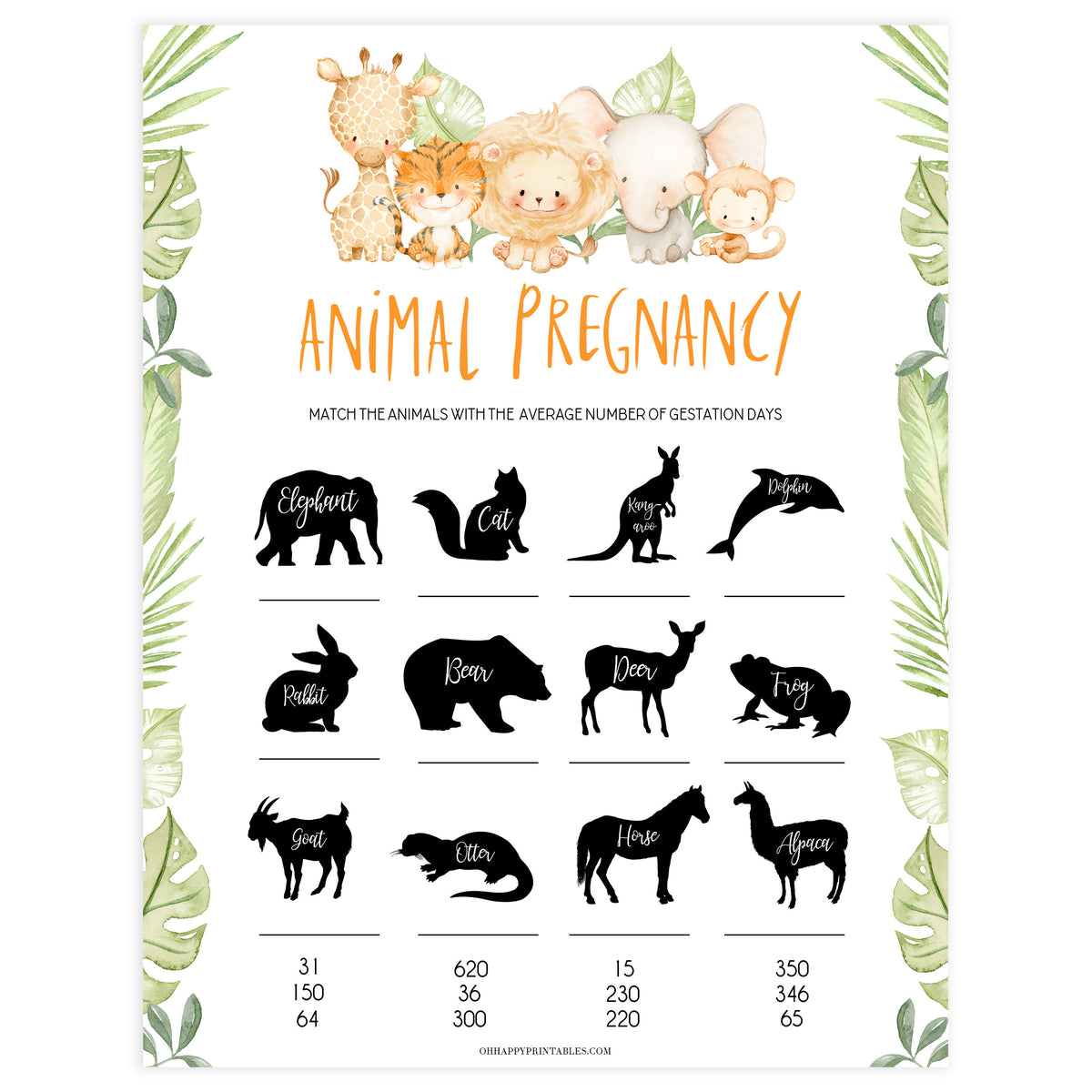 Animal Pregnancy Baby Game - Printable Safari Animals Baby Games – OhHappyPrintables animal-pregnancy-baby-game-printable-safari-animals-baby-games-ohhappyprintables