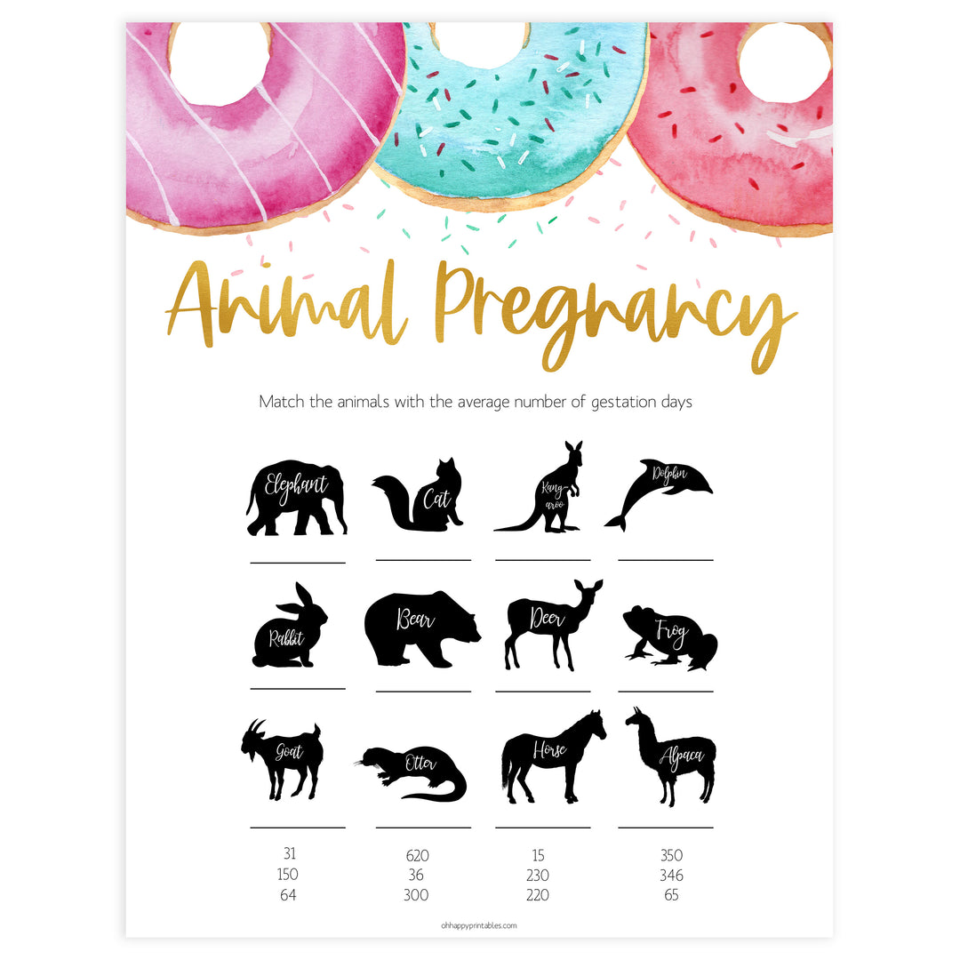 animal pregnancy game, Printable baby shower games, donut baby games, baby shower games, fun baby shower ideas, top baby shower ideas, donut sprinkles baby shower, baby shower games, fun donut baby shower ideas