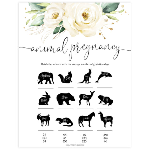animal pregnancy baby game, Printable baby shower games, shite floral baby games, baby shower games, fun baby shower ideas, top baby shower ideas, floral baby shower, baby shower games, fun floral baby shower ideas