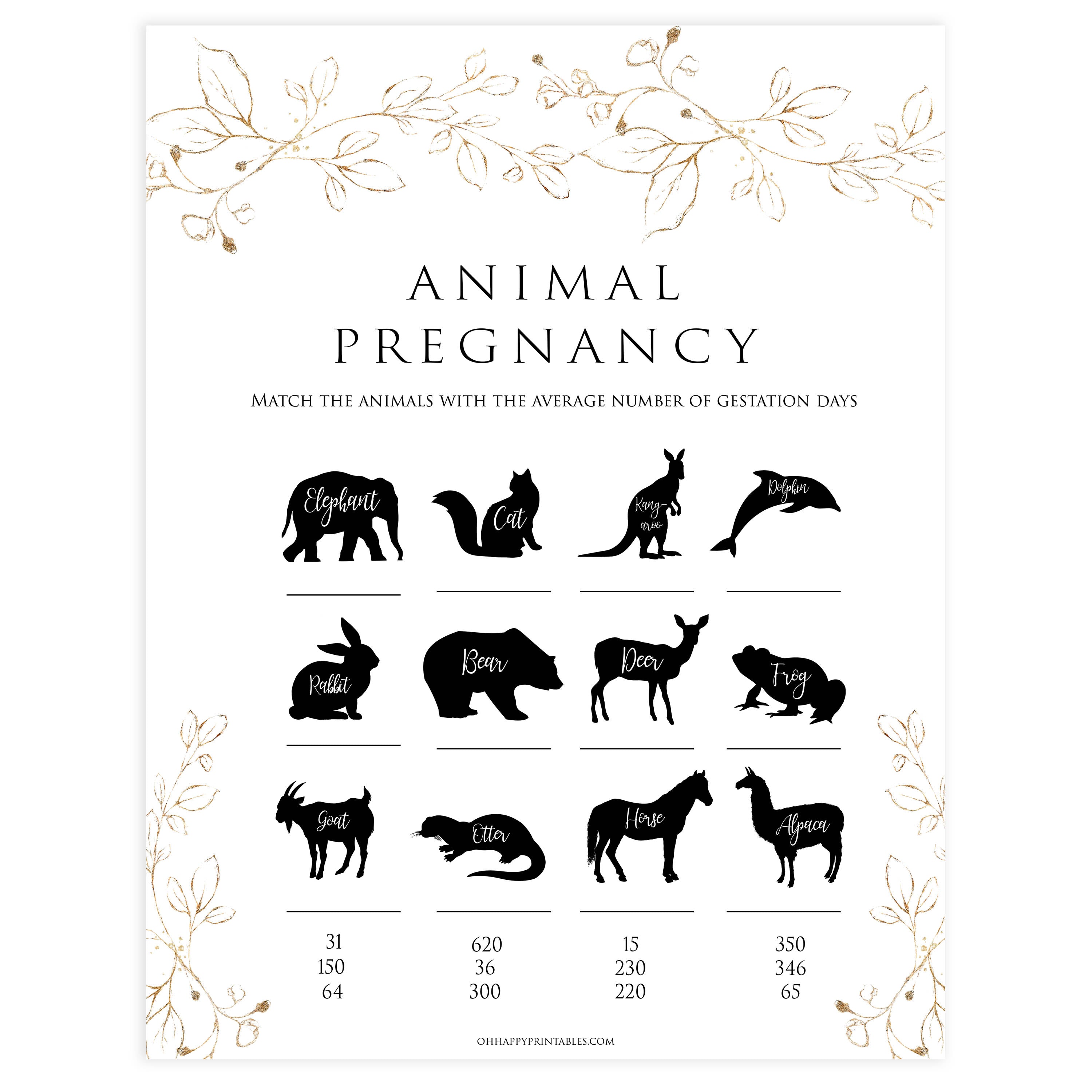 animal pregnancy baby game, Printable baby shower games, gold leaf baby games, baby shower games, fun baby shower ideas, top baby shower ideas, gold leaf baby shower, baby shower games, fun gold leaf baby shower ideas