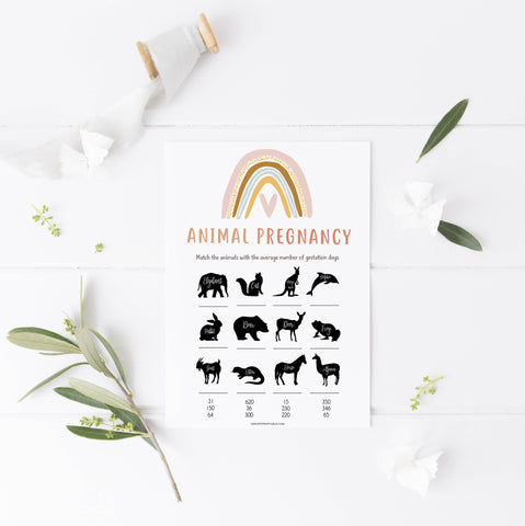animal pregnancy baby game, Printable baby shower games, boho rainbow baby games, baby shower games, fun baby shower ideas, top baby shower ideas, boho rainbow baby shower, baby shower games, fun boho rainbow baby shower ideas