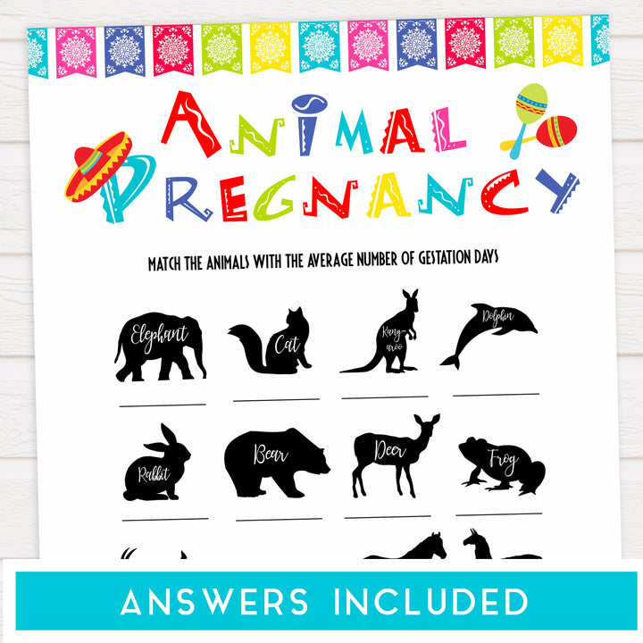 animal pregnancy game, Printable baby shower games, Mexican fiesta fun baby games, baby shower games, fun baby shower ideas, top baby shower ideas, fiesta shower baby shower, fiesta baby shower ideas