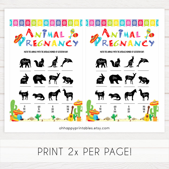 animal pregnancy game, Printable baby shower games, Mexican fiesta fun baby games, baby shower games, fun baby shower ideas, top baby shower ideas, fiesta shower baby shower, fiesta baby shower ideas