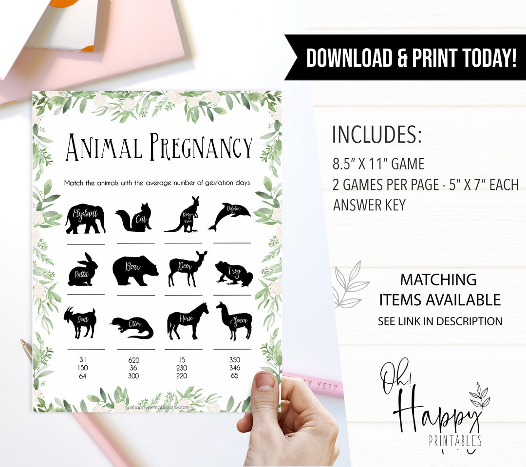 green leaf animal pregnancy baby shower games, baby shower games, funny baby games, green baby games, best baby shower games