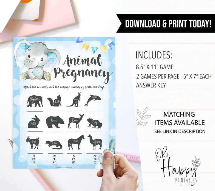 baby blue elephant baby shower games, animal pregnancy baby games, funny baby shower games