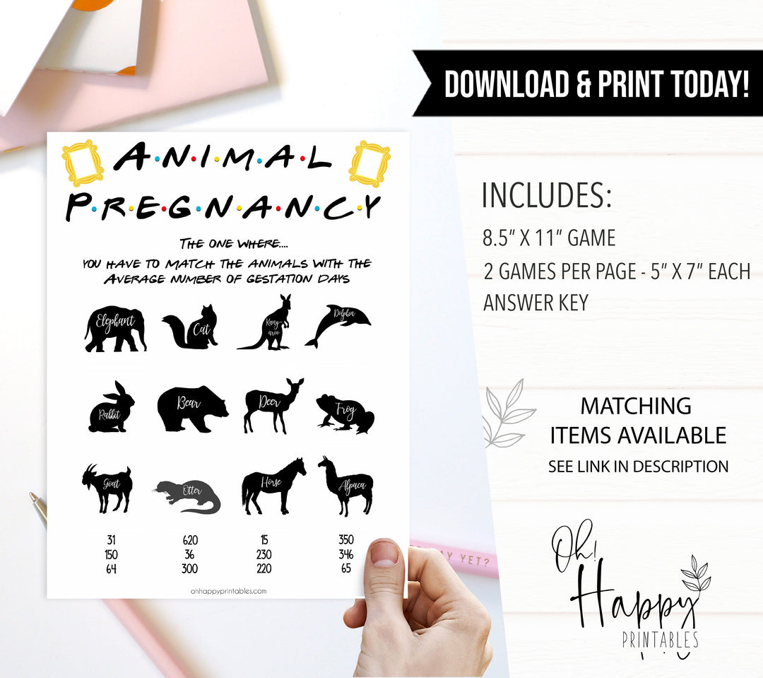 animal pregnancy game, Printable baby shower games, friends fun baby games, baby shower games, fun baby shower ideas, top baby shower ideas, friends baby shower, friends baby shower ideas