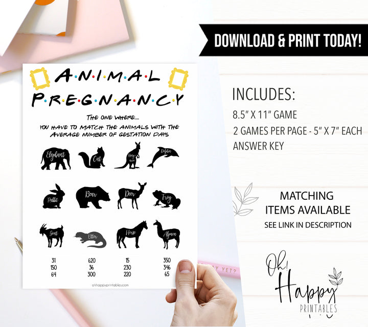 animal pregnancy game, Printable baby shower games, friends fun baby games, baby shower games, fun baby shower ideas, top baby shower ideas, friends baby shower, friends baby shower ideas