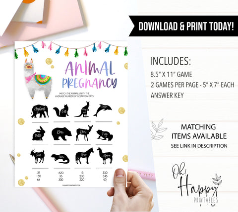 animal pregnancy game, Printable baby shower games, llama fiesta fun baby games, baby shower games, fun baby shower ideas, top baby shower ideas, Llama fiesta shower baby shower, fiesta baby shower ideas