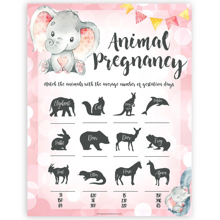 pink elephant baby games, animal pregnancy baby shower games, printable baby shower games, baby shower games, fun baby games, popular baby games, pink baby games