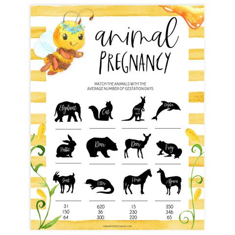 animal pregnancy game, Printable baby shower games, mommy bee fun baby games, baby shower games, fun baby shower ideas, top baby shower ideas, mommy to bee baby shower, friends baby shower ideas
