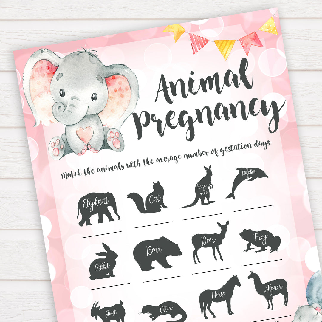 pink elephant baby games, animal pregnancy baby shower games, printable baby shower games, baby shower games, fun baby games, popular baby games, pink baby games